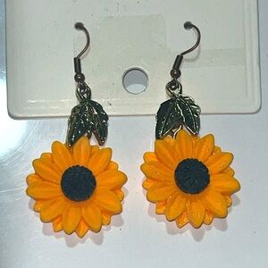 Women’s Resin Sunflower Goldtone/Copper Pair Earrings, New